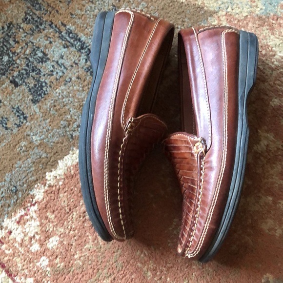 Men’s size 8 1/2 brown woven leather dockers slip on loafer shoes - Picture 6 of 11